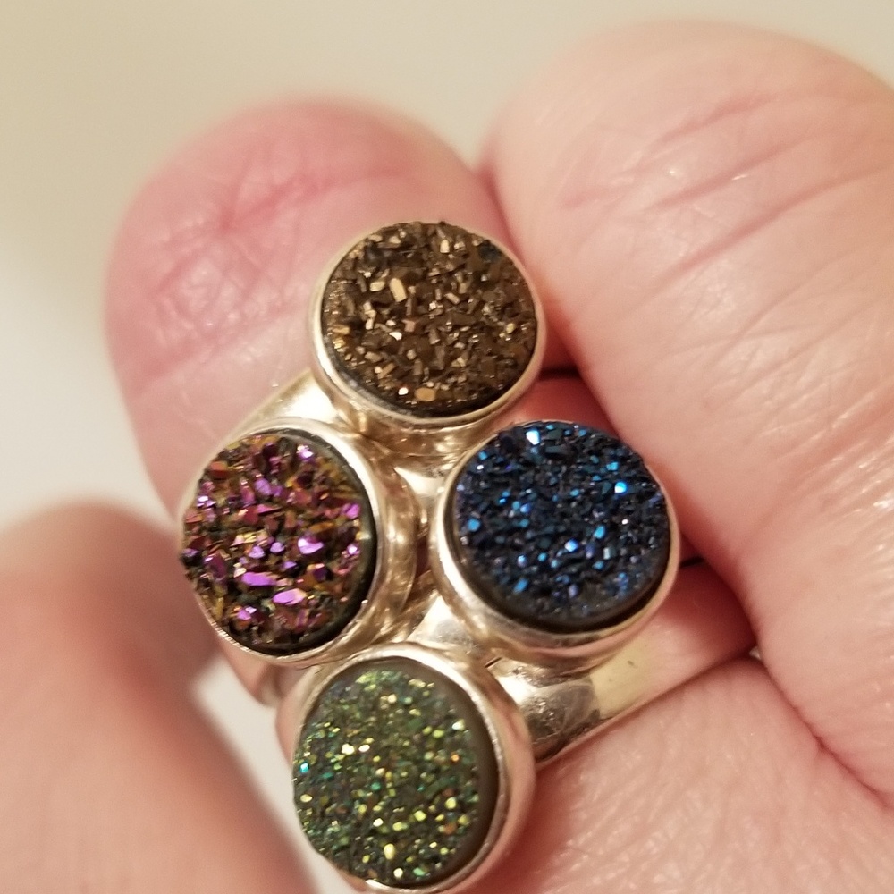 Druzy Quartz & Sterling Silver Rings - Picture 3 of 11